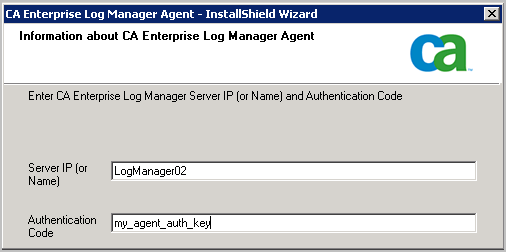 Agent Install wizard - Authentication entry