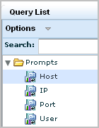 Query List - showing Host Prompt selected