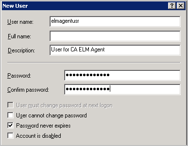 New Windows user dialog