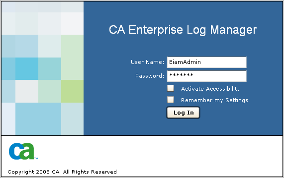 Log in as EiamAdmin when logging in for the first time.