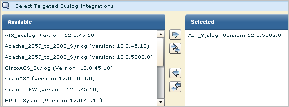 Move targets from the available list to the selected list.