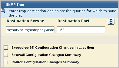 configured destination appears by default with all selected queries