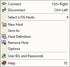 Screen shot example of the Host List dialog right-click menu.
