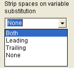This illustration is a screen shot example of the variable substitution drop down options from the Message Automation wizard.