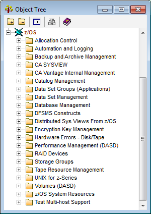 This is a screen shot example of the Windows Client zOS ObjectTree