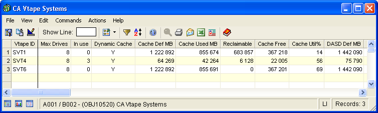 Screen shot example of the Systems object