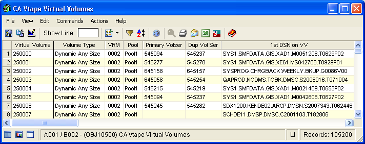 Scren shot example of the Virtual Volumes object.