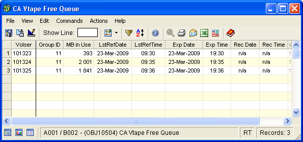 Screen shot example of the Free Queue object.