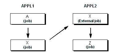 The diagram shows the relationship between the APPL1 home Application and the APPL2 distant Application.