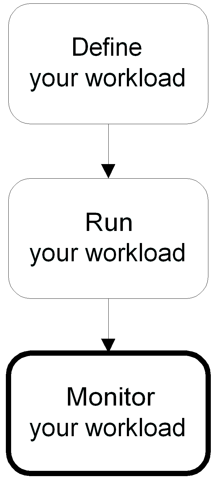 The diagram highlights the step for monitoring your workload.