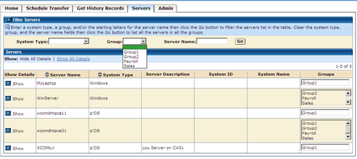 Filters for tabular data