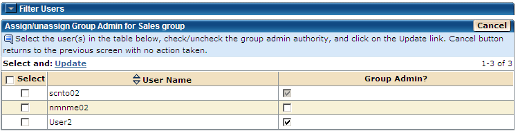 Assign/Revoke Group Admin Authority to Users