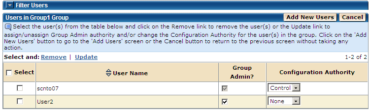 Update User Authorities in a Group