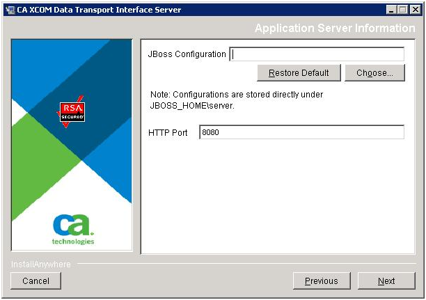 The dialog prompts you for JBoss configuration information.The dialog prompts you for JBoss configuration information.