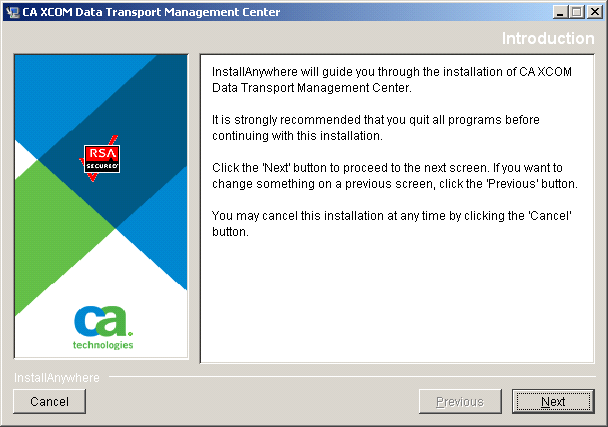 The dialog introduces the installer and provides navigational information.