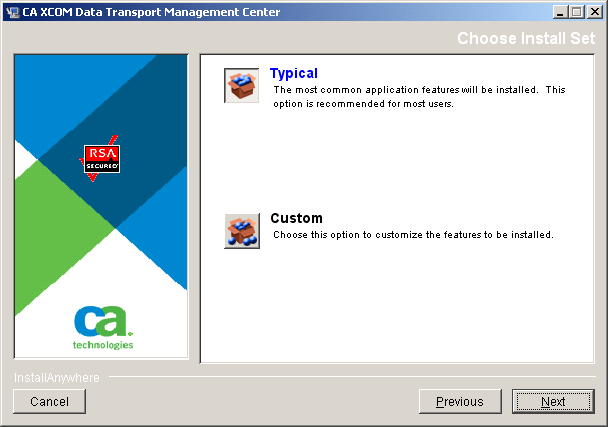The dialog prompts you to select the type of installtion.