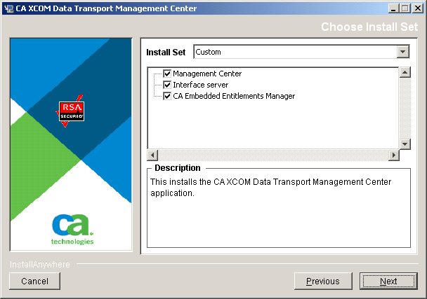 The dialog prompts you to select the components to install.