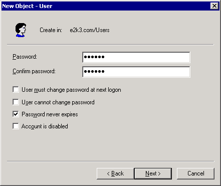 New Object showing password fields