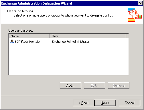 Wizard showing Users and Groups