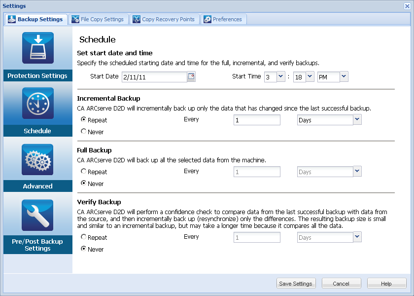 Backup Now - Schedule