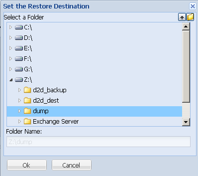 Application Recovery - SQL 4 Dump File Only, Browse Folder