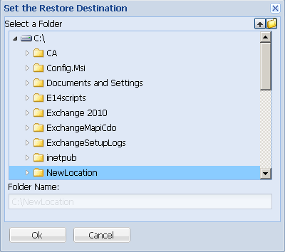 Application Recovery - SQL 8 Restore to Alternative Location, Specify File Location by Browse