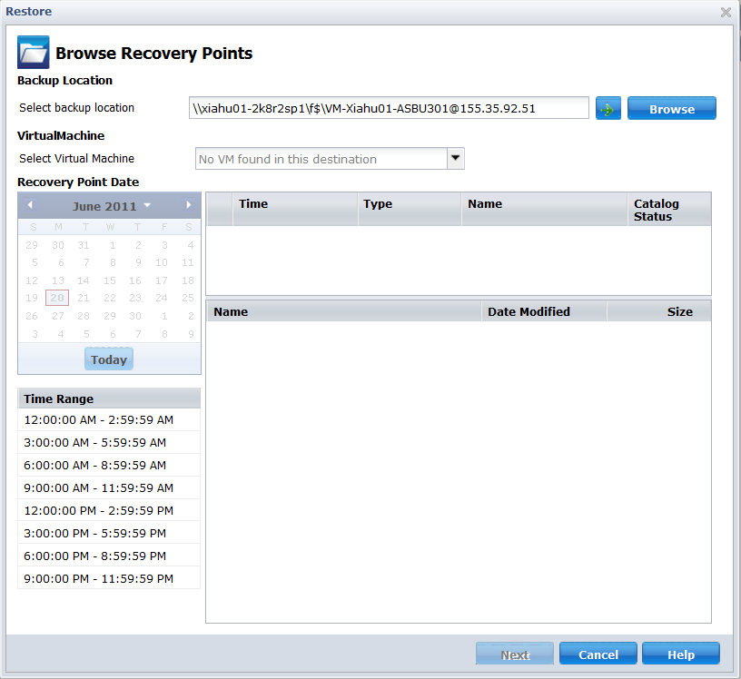 Browse Recovery Points