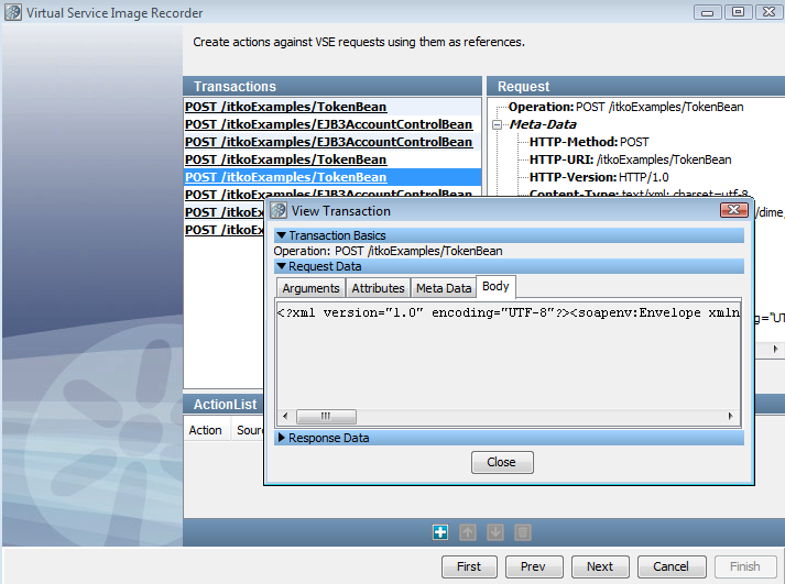 Screenshot of the Request Data Manager data protocol Transactions details screen.
