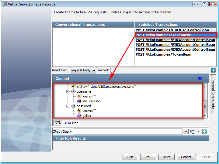 Screenshot of the Generic XML data protocol Create XPaths screen, marked up.