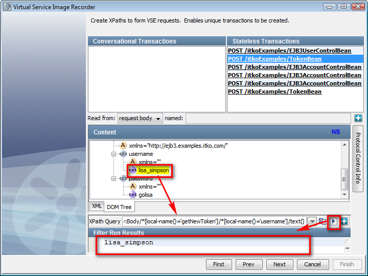 Screenshot of the Generic XML data protocol Create XPaths screen, marked up, with Filter Run Results.