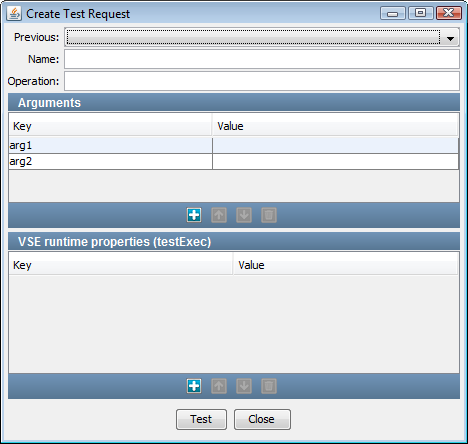 Create Test Request window