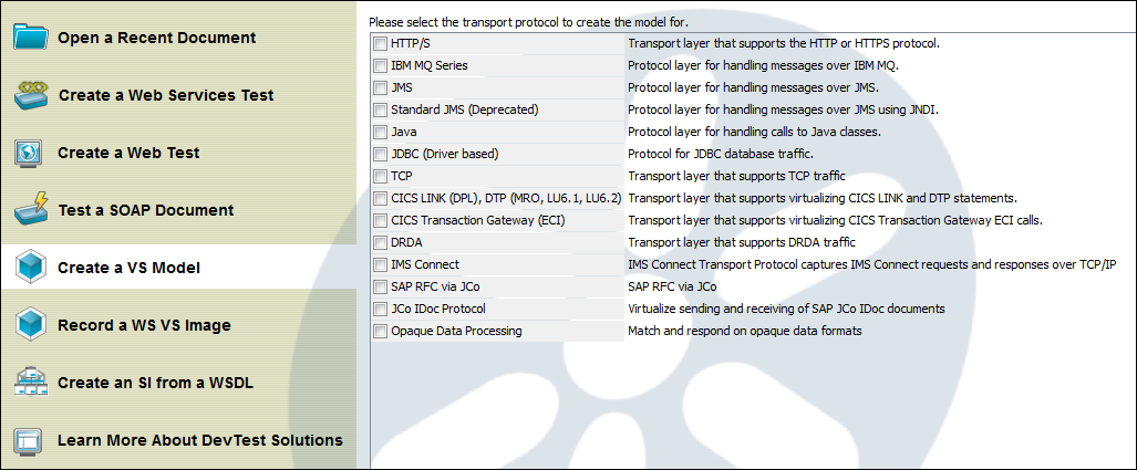 Quick Start window, Create VSM option