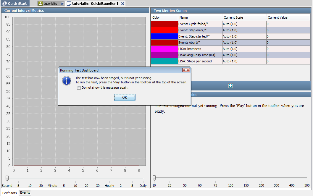 Stage Test Case Current Interval Metrics window