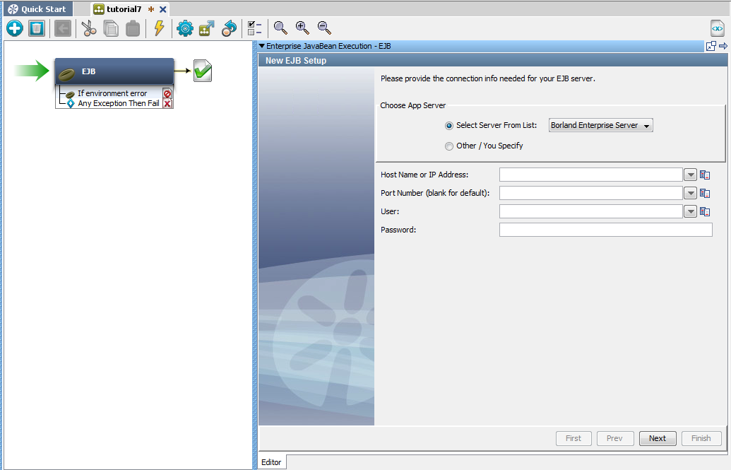 Screenshot of New EJB Setup wizard for Tutorial 7
