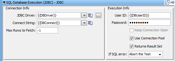 Screenshot of Connection Info and Execution Info areas of the step editor for Tutorial 9