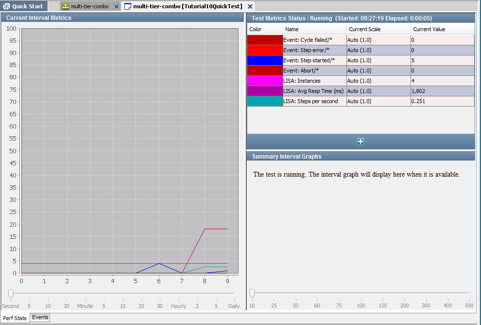 Screenshot of staged test running for Tutorial 10