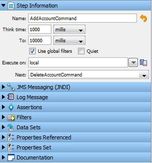 Screenshot of test step collapsed