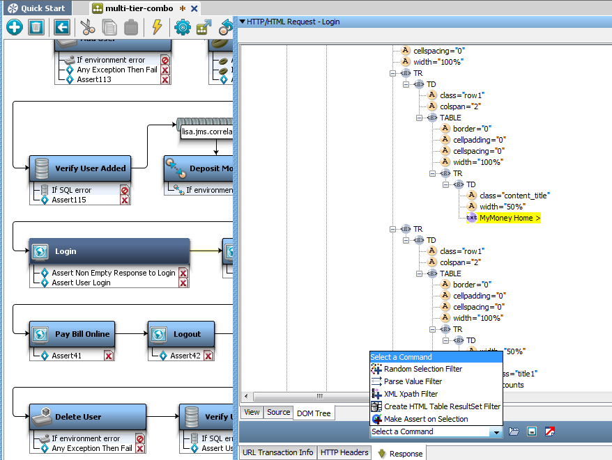 HTTP/HTML Step Editor for login step