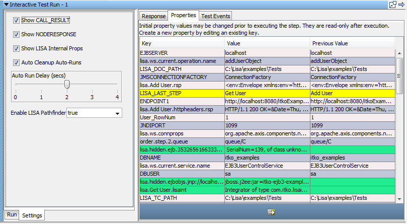 ITR Results Properties tab