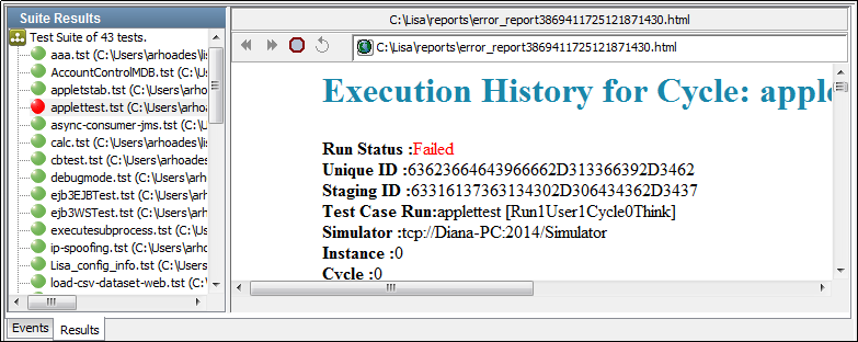Suite Results for failed test