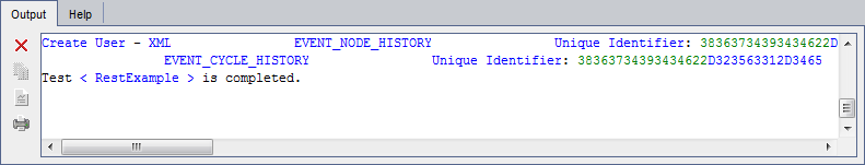 HP ALM results from a run of the rest-example test case in the Test Plan