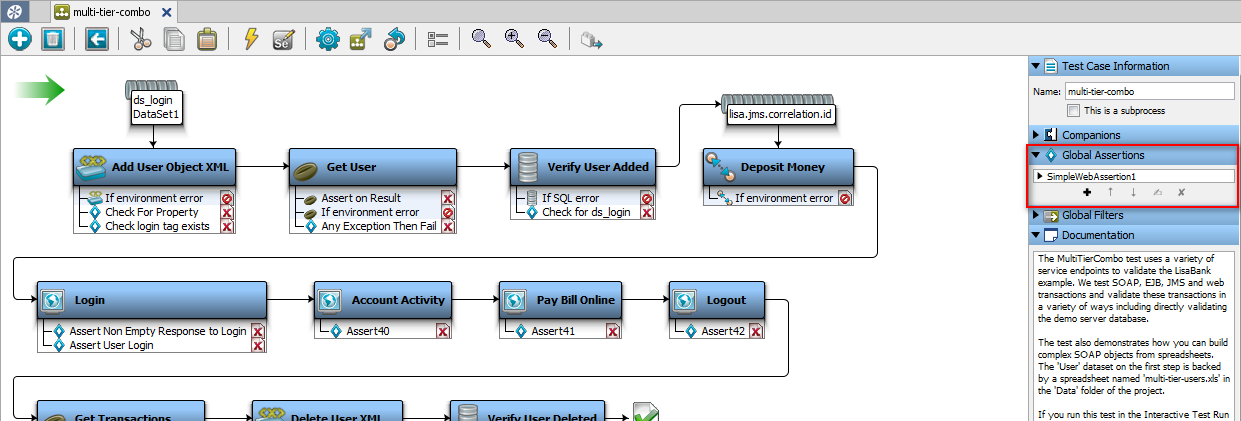Screenshot of multi-tier-combo case with Global Assertion added