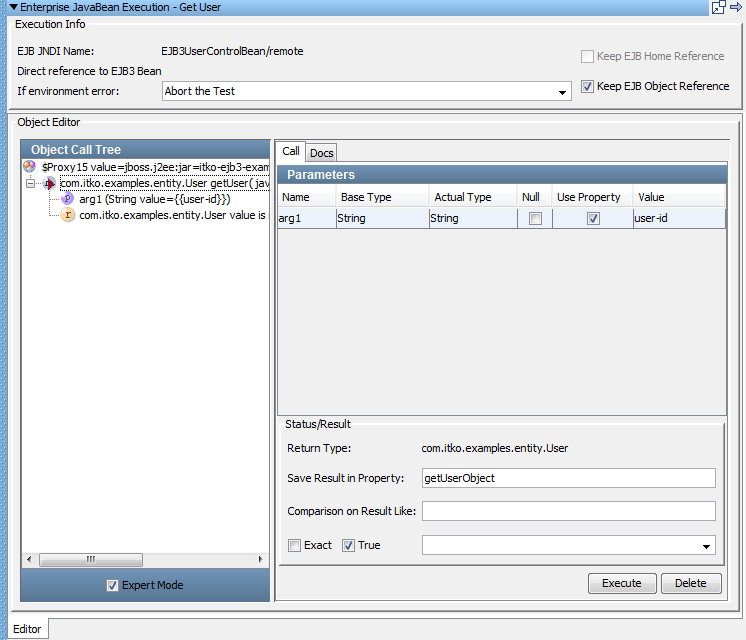 Assertion: Adding an assertion from a returned Java object example screenshot