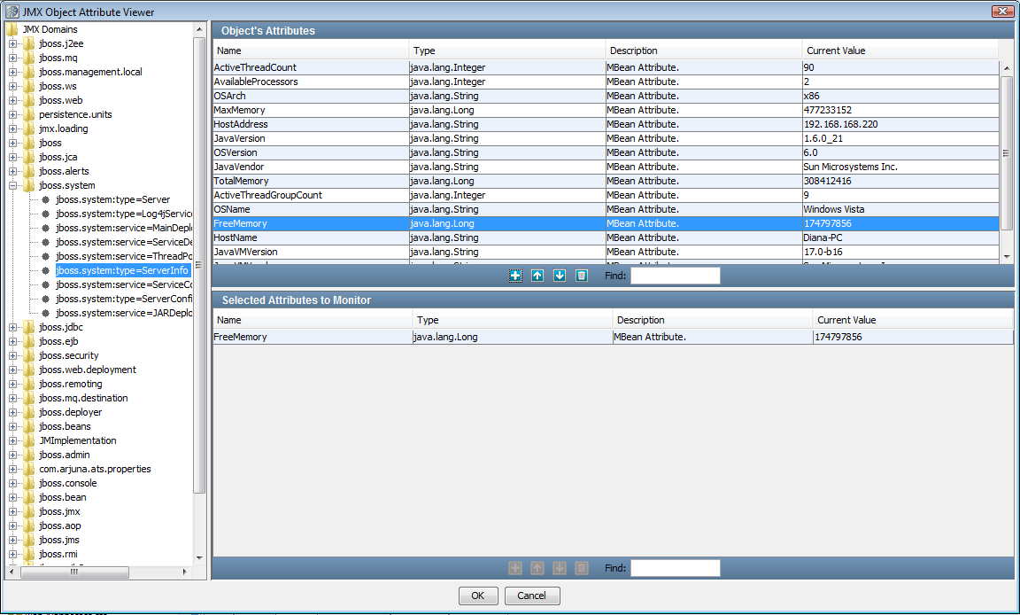JMX Object Attribute Viewer