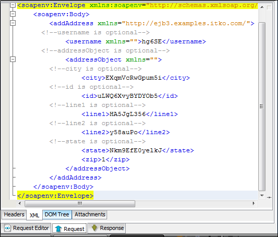 Web Service Execution (XML) step Request tab XML tab