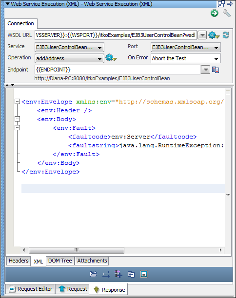 Web Service Execution (XML) step Response tab