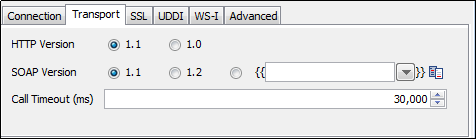 Web Service Execution (XML) step Transport tab