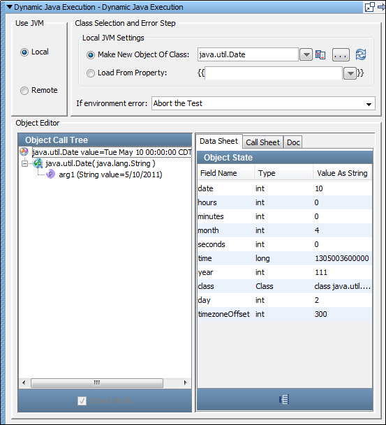 Dynamic Java Execution step Complex Object Editor