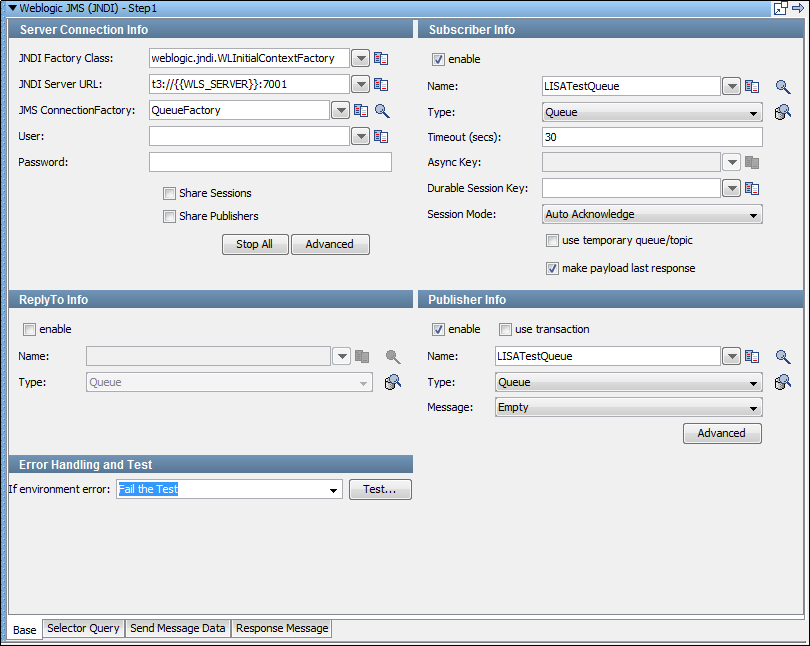 WebLogic JMS (JNDI) step