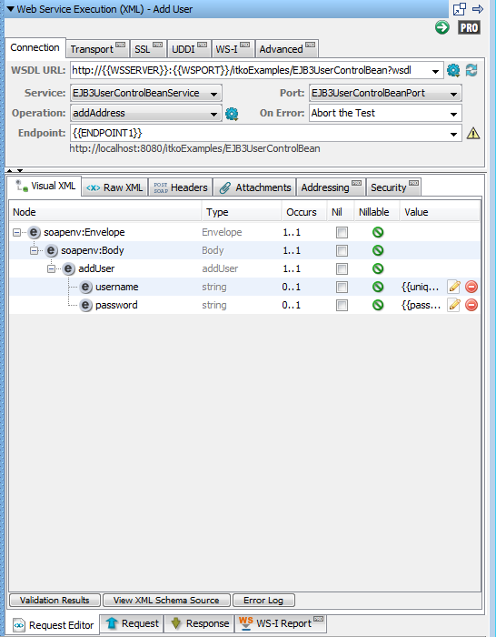 Web Service Execution (XML) step Advanced Settings tabs
